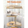 Corner Cat Tower Tree with Scratching Post, Climbing Platforms, and Feeding Station – Multi-Level Cat Condo