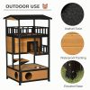 Wooden Outdoor Cat House, Feral Cat Shelter Kitten Condo with Asphalt Roof, Escape Doors, Condo, Jumping Platform, Yellow