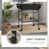 PawHut Mobile Bird Stand with Wheels Perches Stainless Steel Feed Bowls Pull-Out Tray for Small Parrot Dark Gray