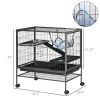 PawHut 3-Storey Metal Ferret Cage with Casters Doors Hammock Storage Shelf 31.5x20.5
