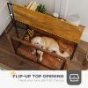 39" Dog Crate Furniture w/ Flip-up Top Opening, 2 Doors, Dog Kennel Furniture for Large Dogs, Rustic Brown