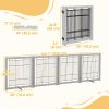 Wooden Dog Gate for Small & Medium Dogs 4 Panel w/ Support Feet Foldable Pet Fence for House Doorway Light Grey