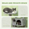 54" Cat Tree, Multi-Level Cat Tower with Scratching Posts, Cat Condos, Bed, Platforms, Ramp, Toy Ball, Light Grey
