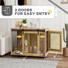 39" Dog Crate Furniture, Dog Kennel Furniture End Table with Sliding Barn Door for Large Dogs, Walnut Brown