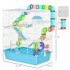 PawHut Extra Large 23" Hamster Cage with Tubes, Tunnels, Carry Handles, 5-Tier, Light Blue