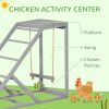 Chicken Activity Play for Healthy & Happy Animals, Swing Set with Chicken Perches & Hen Ladder, Chicken Coop Toy, Gray