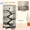 6-tier Platform Rolling Small Animal Rabbit Cage with a Large Living Space, Black