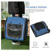 39" Portable Soft-Sided Cat Carrier, Cat Kennel, Travel Dog Crate with Divider, Two Compartments, Soft Cushions & Storage Bag, Easy to Fold, Blue