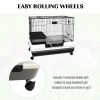 2-Level Small Animal Cage Rabbit Hutch with Wheels, Removable Tray, Platform and Ramp for Bunny, Chinchillas, Ferret, Black