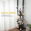 89"-100" Floor to Ceiling Cat Tree Cat Tower for Large Cats w/ Scratching Posts, Grooming Brush Post, Cat Condo, Grey