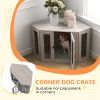 Dog Crate Furniture with Cushion, 41 Inch Corner Design Dog Crate End Table for Medium Dogs, Grey