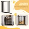 30 Inch Tall Pet Gate with Door Dog Gate and Barrier Indoor for Stairs, Pressure-Mounted Safety Gate, Black