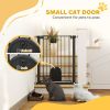 30"-32" Extra Wide Pet Gate Barrier with Small Door, 35"H Dog Gate with Safety Gate Barrier, Stair Pressure Fit, Black