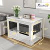 43" Dog Crate Furniture with 3 Doors, Removable Tray, for Extra Large Medium Small Dogs, Indoor Use, White