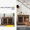 39" Dog Crate Furniture, Dog Kennel Furniture End Table with Sliding Barn Door for Large Dogs, Walnut Brown