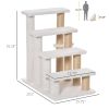 PawHut 4-Level Pet Stairs Cat Steps Carpeted Ladder Ramp Kitten Tree Climber Scratching Posts Hanging Play Ball for Bed Sofa White