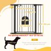 30"-41" Extra Wide Pet Gate Barrier with Small Door, 35"H Dog Gate with Safety Gate Barrier, Stair Pressure Fit, Black