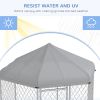6.9' x 6.1' x 7' Outdoor Dog Kennel Dog Run with Waterproof, UV Resistant Cover for Medium Large Sized Dogs, Silver