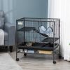 PawHut 3-Storey Metal Ferret Cage with Casters Doors Hammock Storage Shelf 31.5x20.5