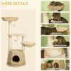 Cat Tree, 47" Cat Tower for Indoor Cats with Cattail Fluff Cat Condo, Cat Beds, Jumping Platform, Scratching Posts, Hanging Toy Ball, Natural