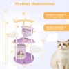 62 Inches Large Cat Tower with Metal Frame and Jumping Platforms