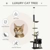 106" Huge Cat Tree Floor-to-Ceiling, Cat Climbing Tower, Kitty Activity Center with Scratching Post Board, Hammock, Hanging Ball, Rest Dark Gray