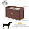 Elevated Dog Bowls Raised Pet Feeding Station with Storage 2 Stainless Steel Bowls, 23.6"x11.8" x14.2", Brown
