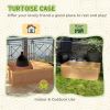 Wooden Tortoise Enclosure with Two Room Design, for Indoor Use, 37" x 25" x 13", Nature Wood