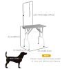 Foldable Pet Grooming Table for Dogs Cats with Adjustable Arm, Non-slip Surface, Grey