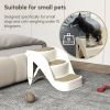 Portable Pet Stairs Foldable Steps for Small Dogs and Cats 3-Step with Non-slip Treads for Beds Sofas, Cream