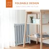 23.5"H Foldable Dog Gate with Door, 4 Panels Freestanding Pet Gate Barriers Indoor with Support Feet, Puppy Fence for Small Dogs, Grey