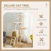 53" Cat Tree Tower, Kitten Activity Centre with Scratching Posts, Condo, Perches, Ladder, Hammock, Dangling Toys, Beige