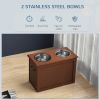 Elevated Dog Bowls for Large Dogs with Storage 2 Stainless Steel Dog Bowls, Elevated Base for Large Dogs, Brown