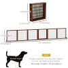 Wooden Pet Gate, Dog Safety Barrier, Freestanding Foldable Fence, w/ 6 Panels, 2 Support Feet, for House Doorway Stairs, Small & Medium Dogs, Coffee