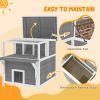 2-Story Wooden Cat House Outdoor with Balcony, Openable Top, Escape Door, Removable Panel & Floor, for Backyard, Outside