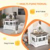 PawHut Dog Kennel Furniture Side End Table with Storage Double Doors Small Medium Dogs White