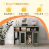 47" Dog Crate Furniture with Storage, for Large Medium Dogs, Gray