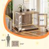 39" Dog Crate Furniture with 2 Doors, Adjustable Non-slip Foot Mats, for Large Dogs, Walnut Brown