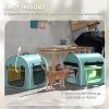 39" Portable Soft 2 Sided Pet Cat Carrier with Divider, Two Compartment, Soft Cushions, & Storage Bag, Green