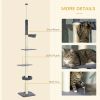Floor To Ceiling Cat Tree, 5-Tier Cat Climbing Tower, 95''-106'' Height Adjustable with Carpeted Platforms, Cozy Bed, Hammock