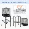 PawHut 44.5 Black Metal Bird Cage with Stand Detachable Rolling Kit for Parakeets Cockatiel Canary Finch Lovebird Parrotlet
