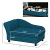 PawHut Elevated Dog Bed with Storage Space Soft Cushion for Small to Medium Pets Navy Blue