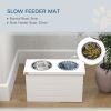 Elevated Dog Bowls with Slow Feeder Mat, Storage Cabinet, 3 Stainless Steel Bowls for Large & Extra Large Dogs, White