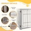 Wooden Dog Gate for Small & Medium Dogs 4 Panel w/ Support Feet Foldable Pet Fence for House Doorway Light Grey