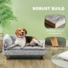 Dog Sofa Bed for Medium Dogs Cats with Cushion, Pillow, Removable and Washable Cover, Non-slip Foot Pads, Light Grey