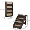 4-Level Portable Pet Stairs, Foldable Dog Ramp, Lightweight Cat Steps, with Nonslip Soft Mats, for High Bed, Sofa, Up to 44 lbs, Dark Brown