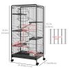Rolling Small Animal Cage 51.6" Pet Rabbit Ferret Playpen, Animal Supply Kit Metal Black for Bunny, Pet Mink, Chinchilla