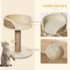 Cat Tree with Scratching Post, Toy Ball, Perch, Small Cat Tower for Indoor Cats - 16" x 16" x 19", Beige