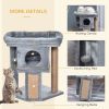 Cat Tree, Small Cat Tower with Perch, Scratching Post, Cat Condo, Toy Ball for Kitty, Indoor Use, Grey