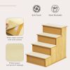 Dog Steps Pet Stairs for Bed Cat Ladder for Couch with Non-Slip Carpet, 15.7" x 23.2" x 21.3", Natural Wood